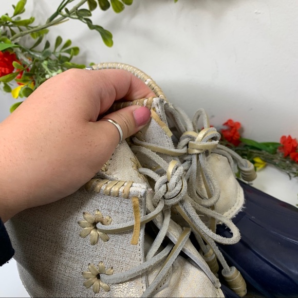 SOLD❌Jack Rogers Gold Blue Chloe Duck Boots - Picture 7 of 8